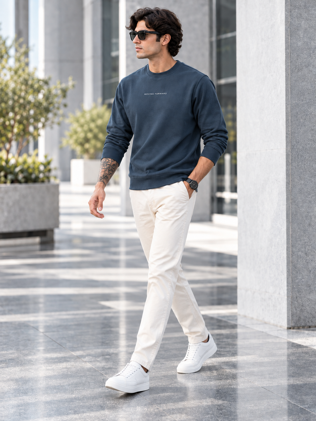Men’s Solid Round Neck Full Sleeve Sweatshirt
