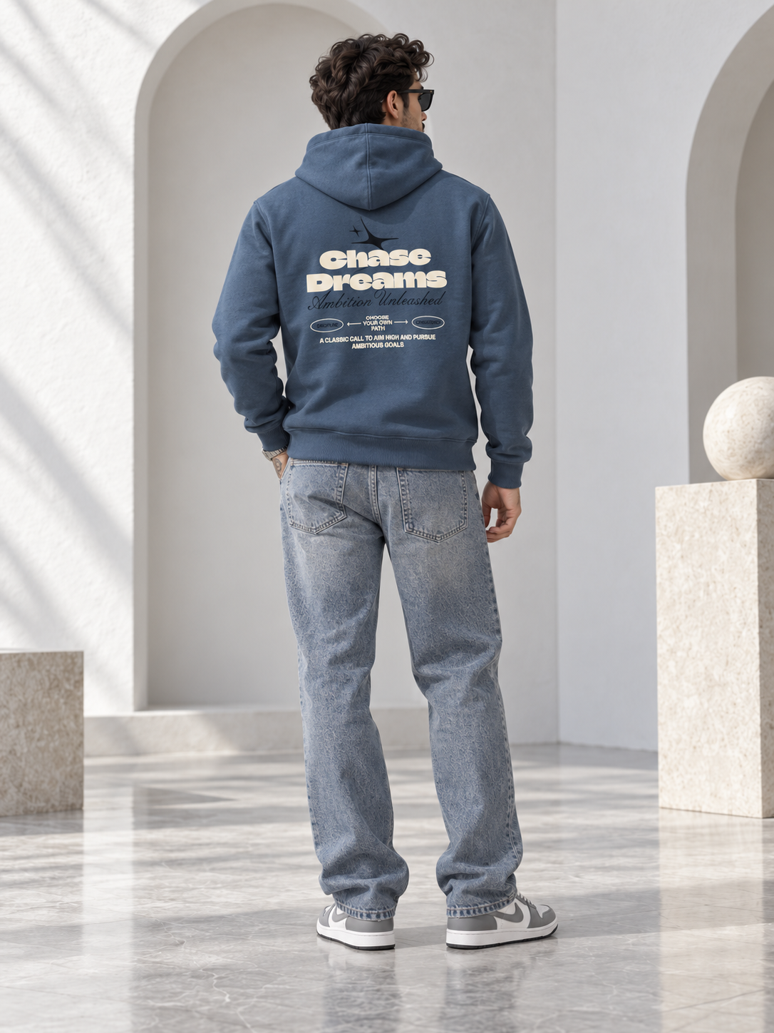 T Blue Colour Regular Fit Primium Hooded Sweatshirt