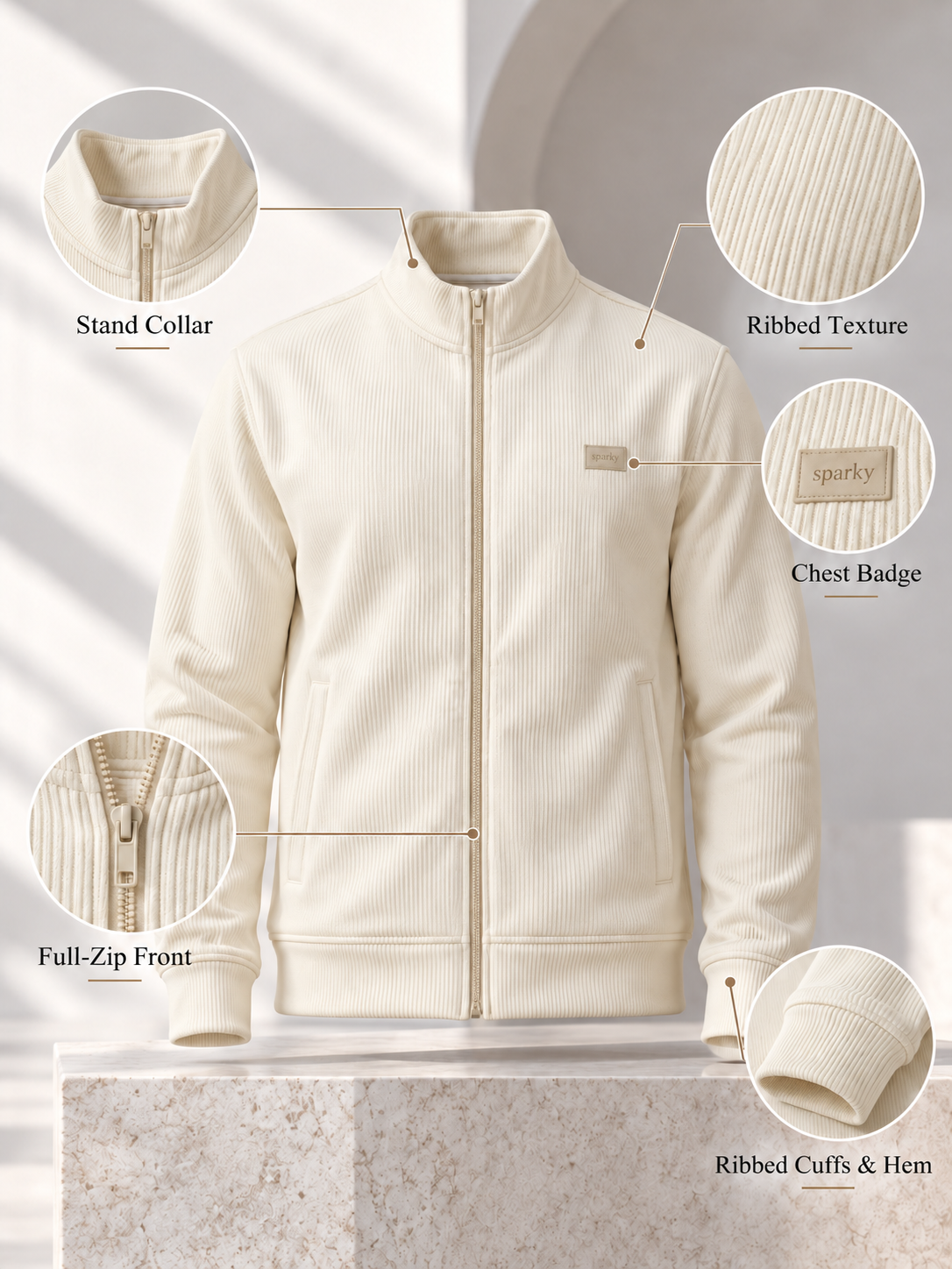 Men's Solid Full Sleeves & Full Zipper Plain Sweatshirt
