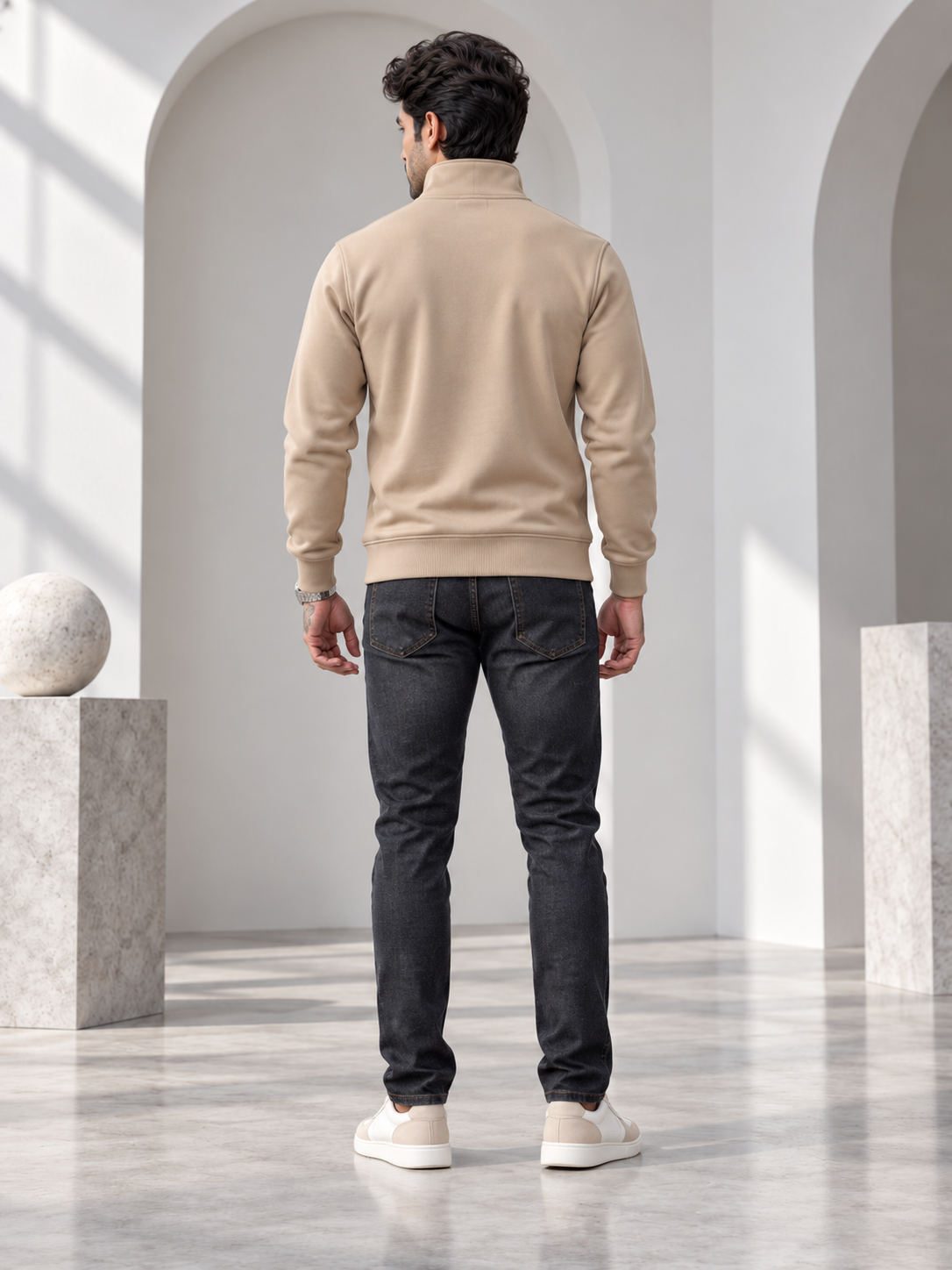 Beige Colour Regular Fit Primium Sweatshirt