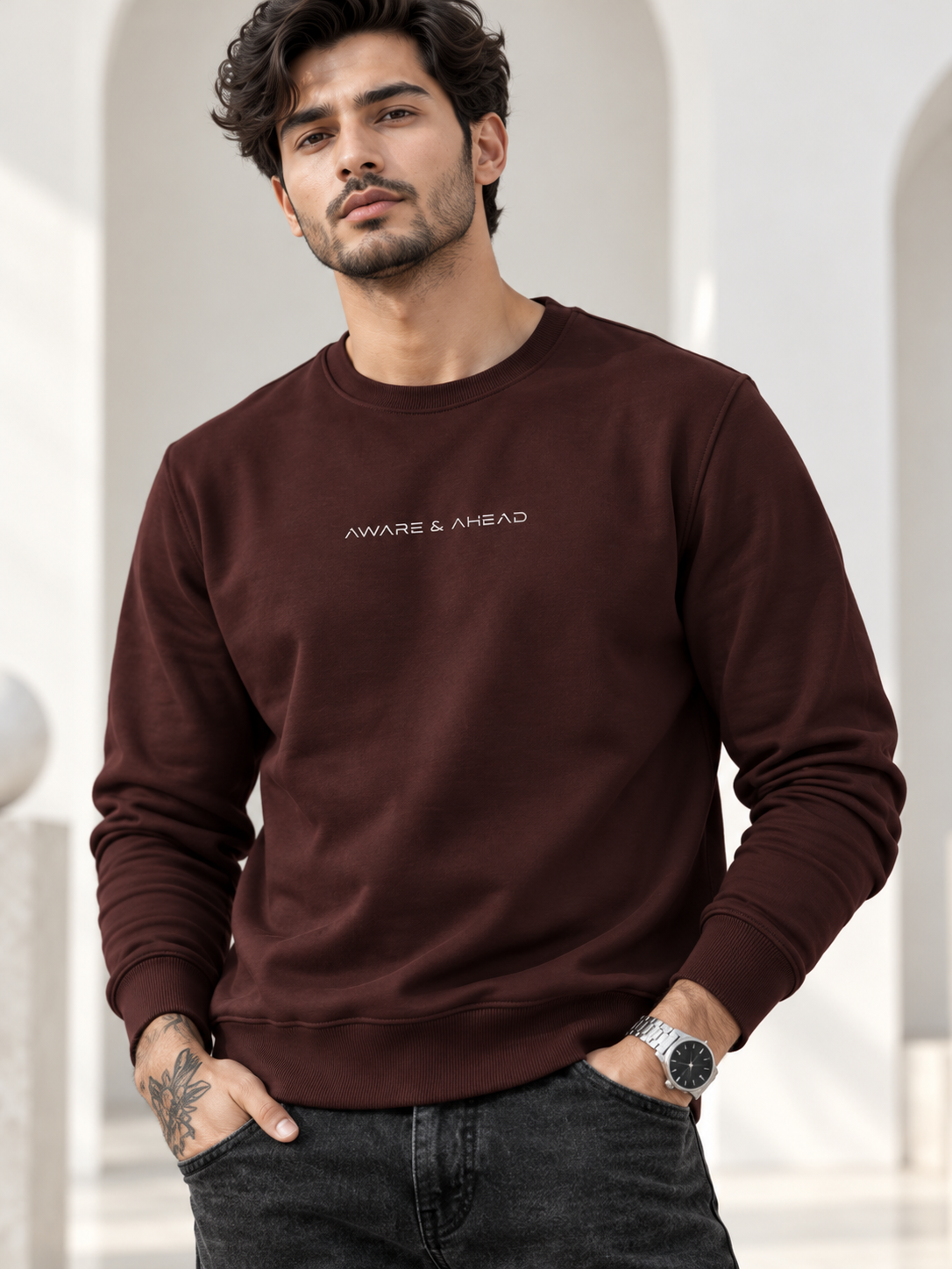 Wine Colour Regular Fit Primium Sweatshirt