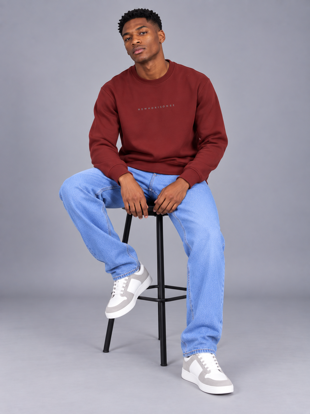 Men Red Colour Round Neck Premium Sweatshirt