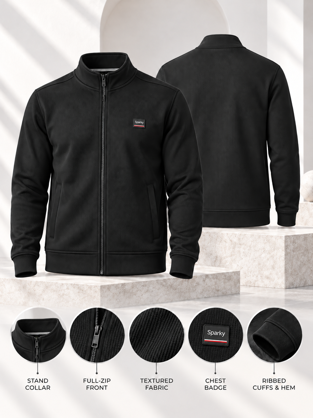 Men's Solid Full Sleeves & Full Zipper Plain Sweatshirt