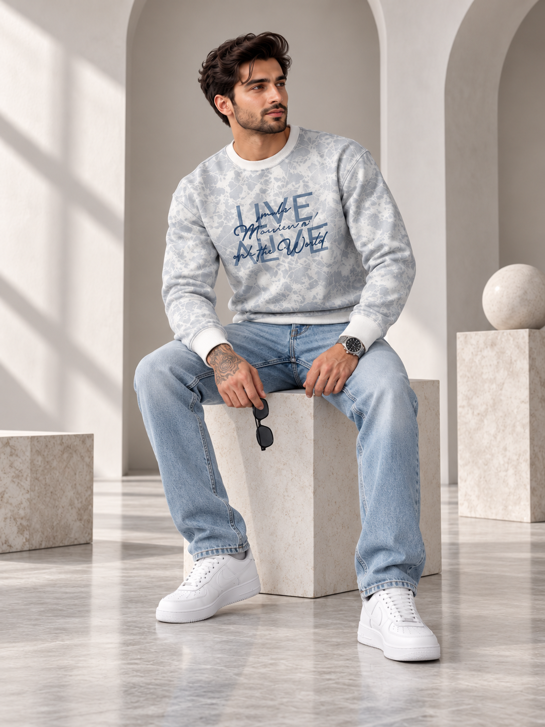 White Colour Regular Fit Primium Sweatshirt
