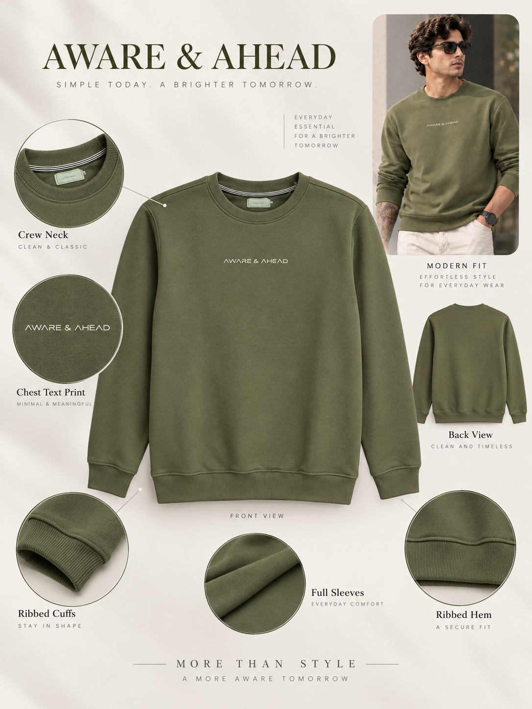 Men’s Solid Round Neck Full Sleeve Sweatshirt