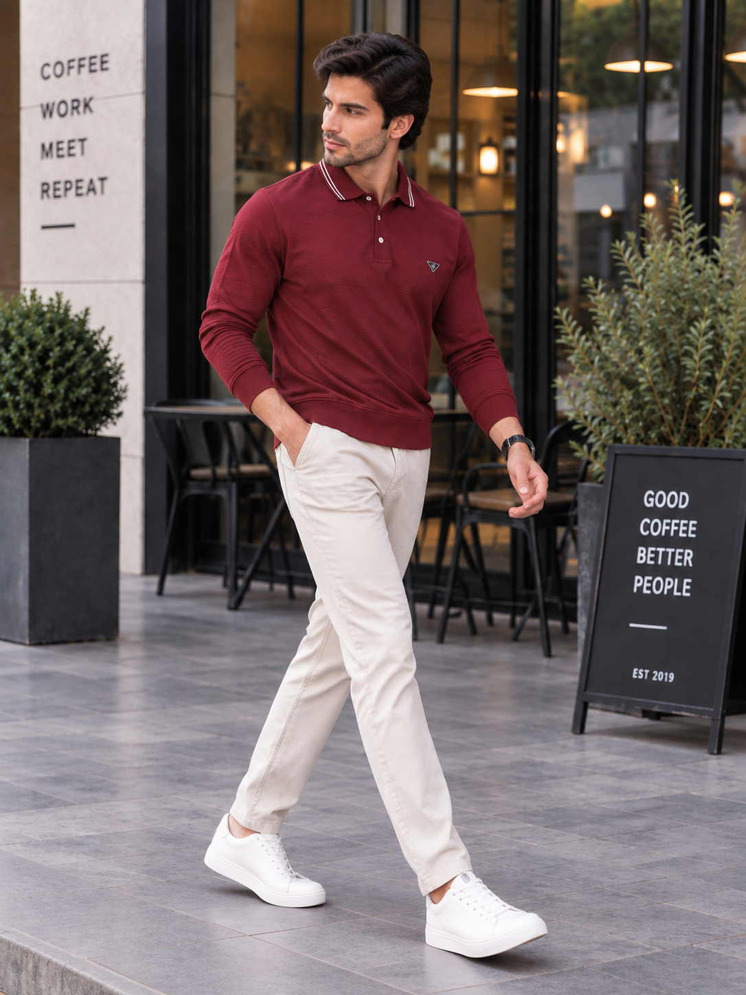 Men’s Solid Polo Neck Full Sleeve Sweatshirt