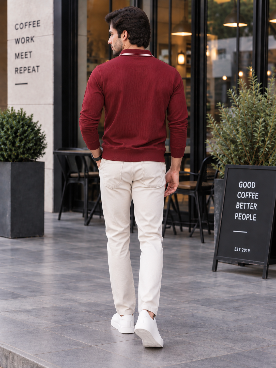 Men’s Solid Polo Neck Full Sleeve Sweatshirt