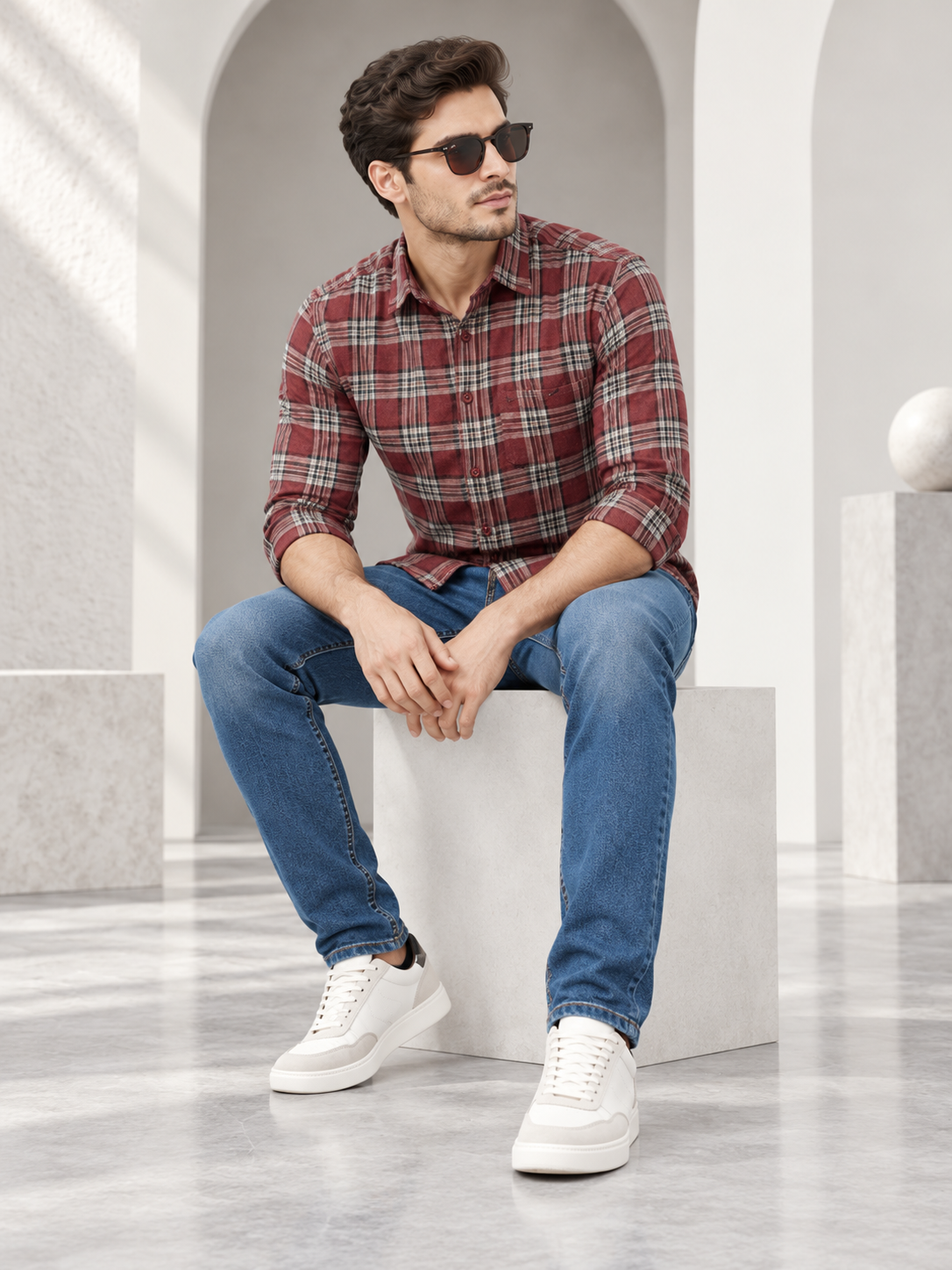 Men’s Premium Solid Casual Check Shirt