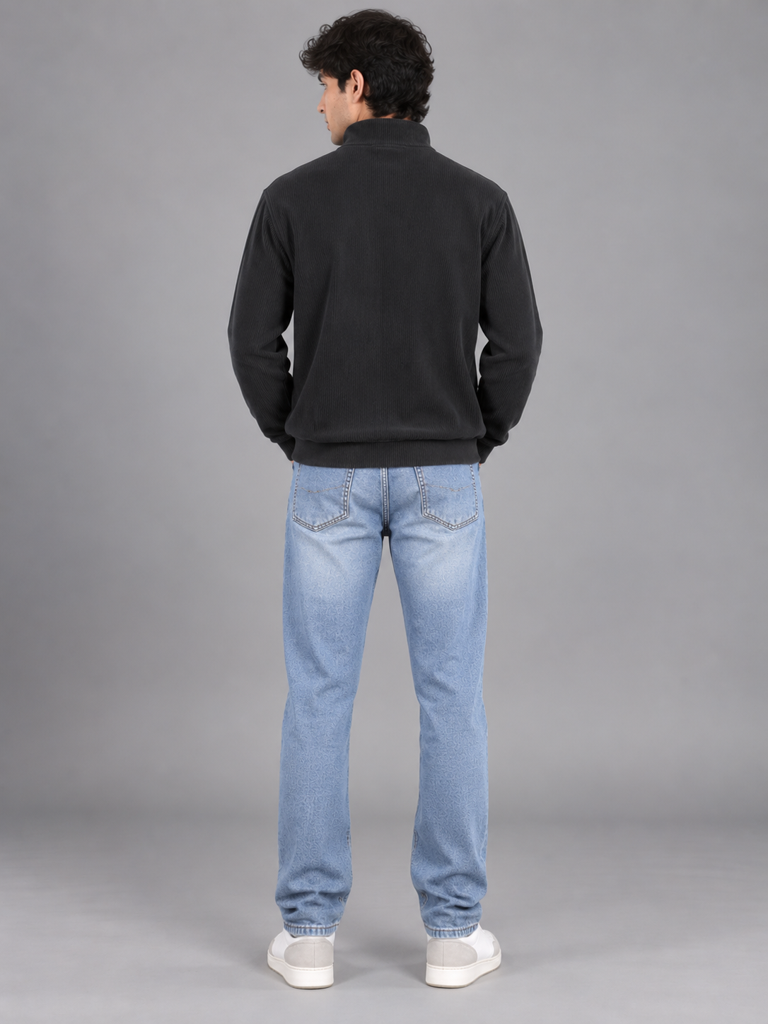 Men Grey Colour Half Zipper Premium Sweatshirt