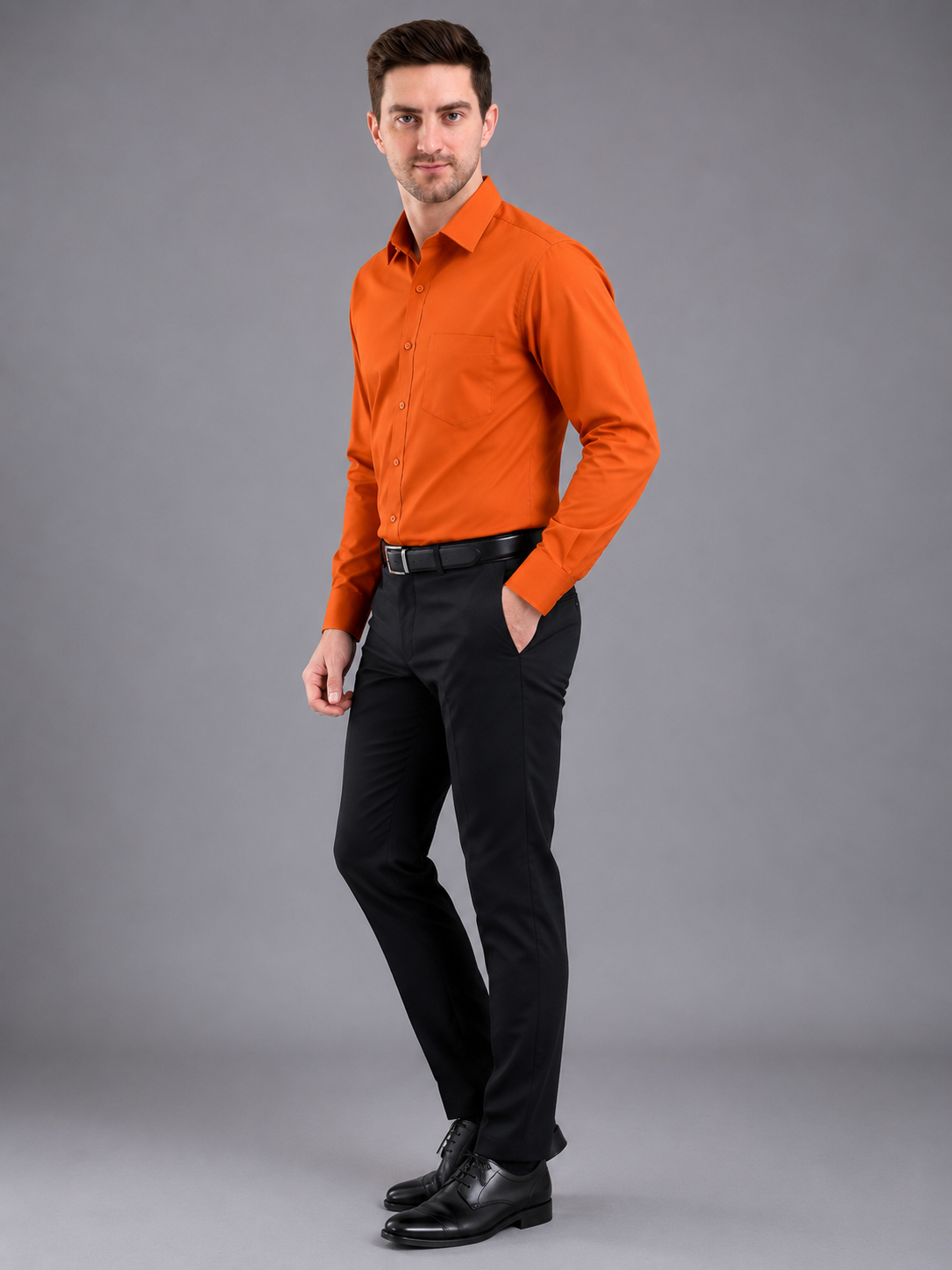 Men Full Sleeve's | Formal Cotton Shirt | Regular Fit | Orange Color