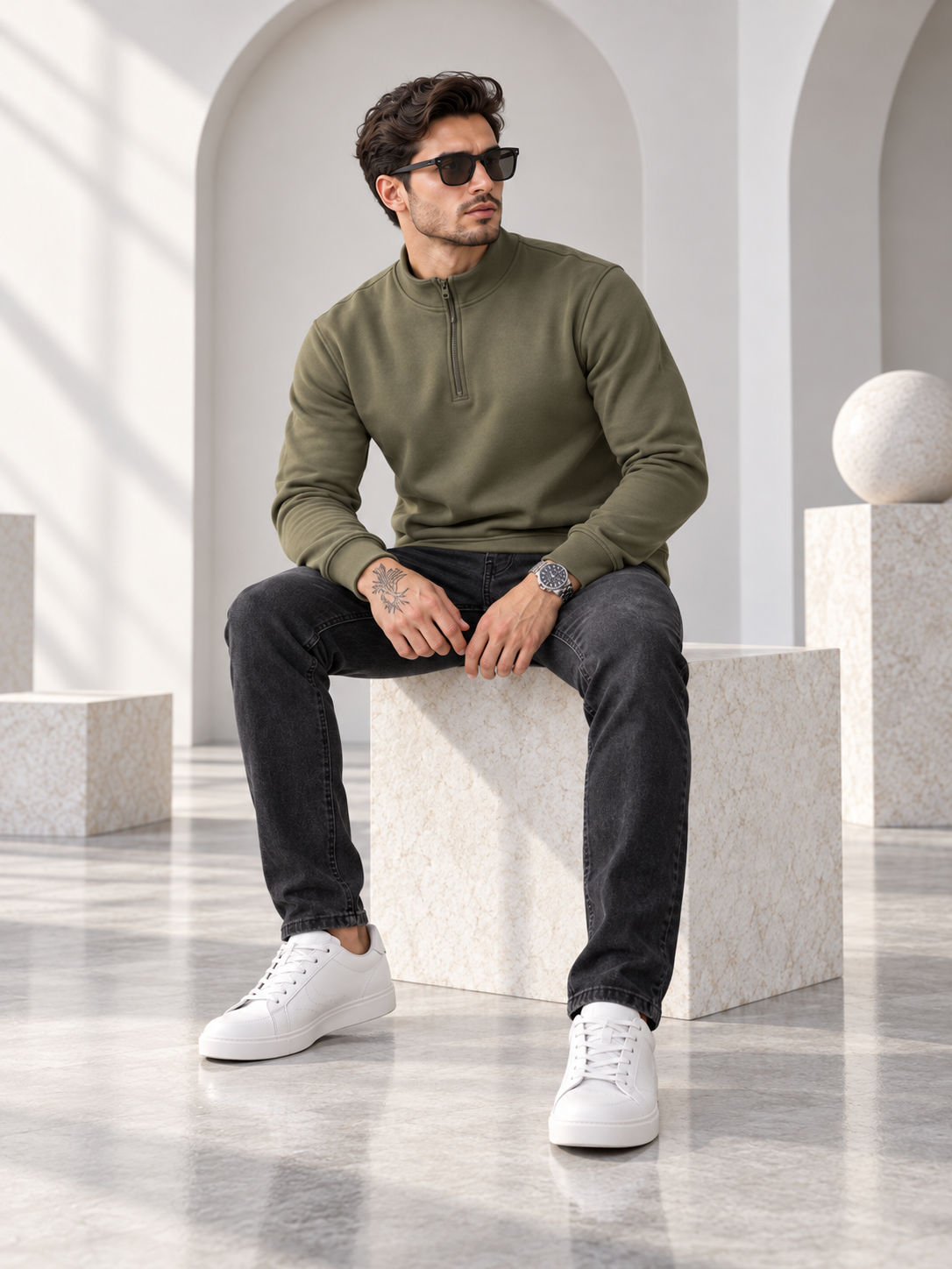 Green Colour Regular Fit Primium Sweatshirt