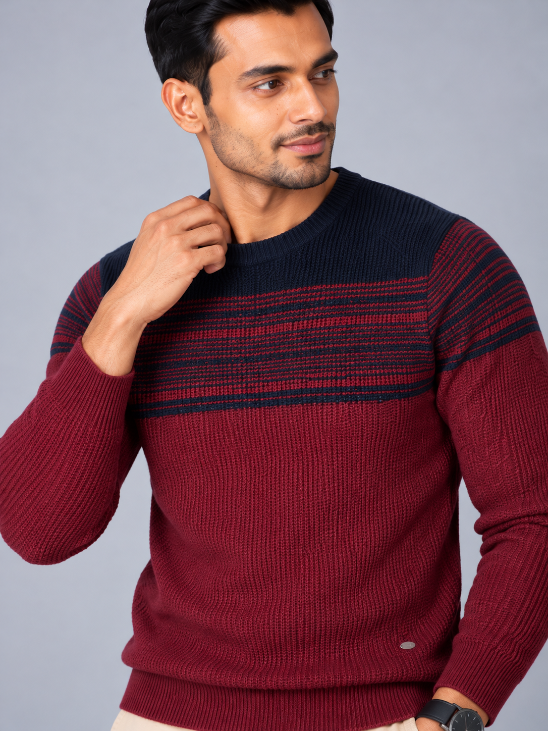 Men Solid Round Neck Full Sleeve Sweater