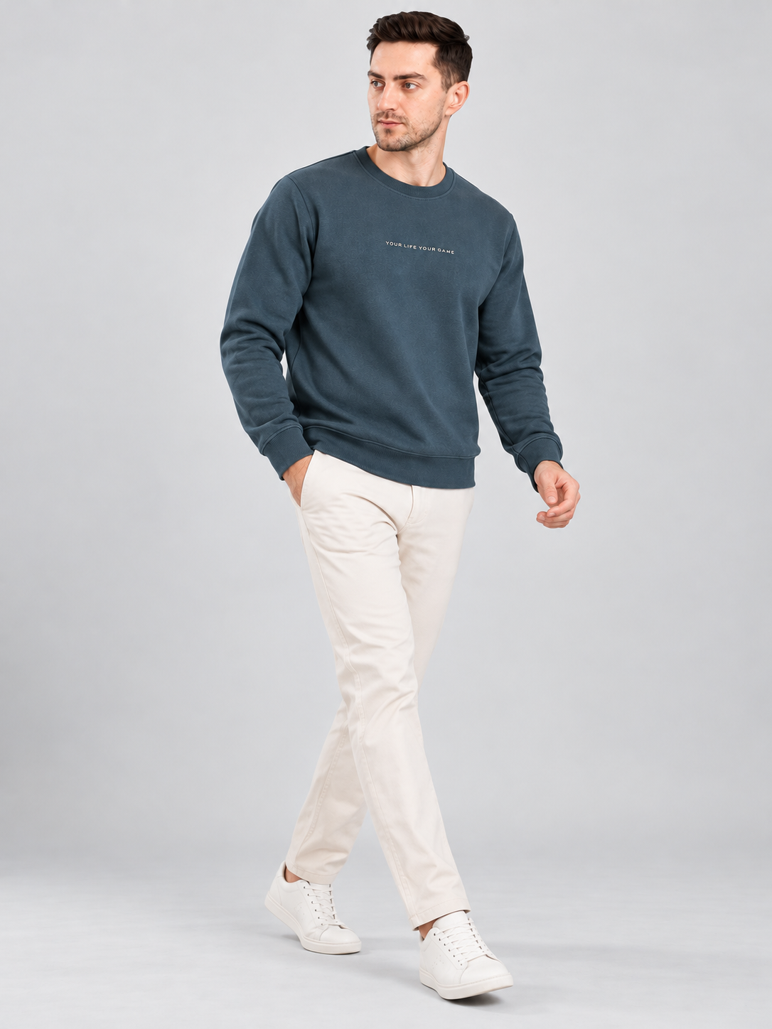 Teal Blue Colour Regular Fit Primium Sweatshirt