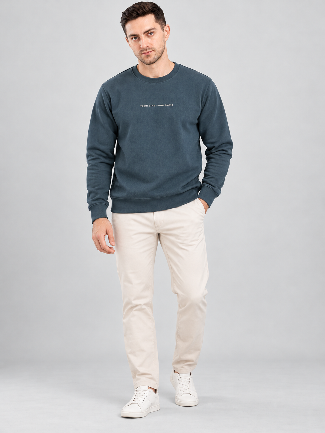 Teal Blue Colour Regular Fit Primium Sweatshirt