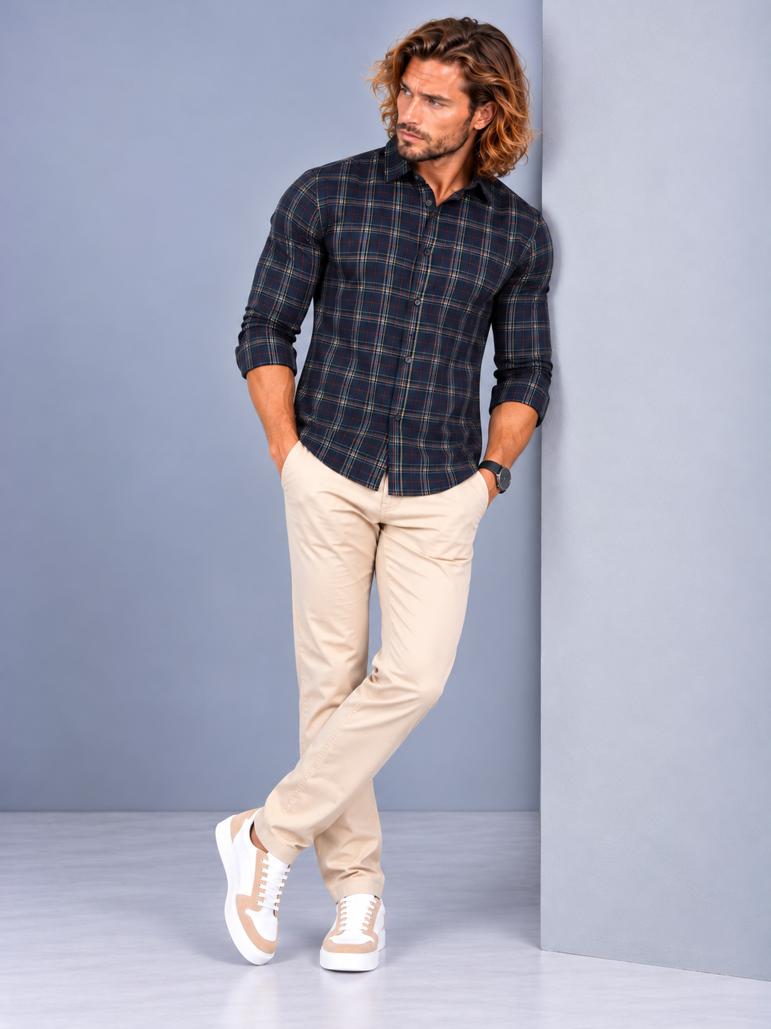 Men’s Premium Indigo Checked Casual Shirt