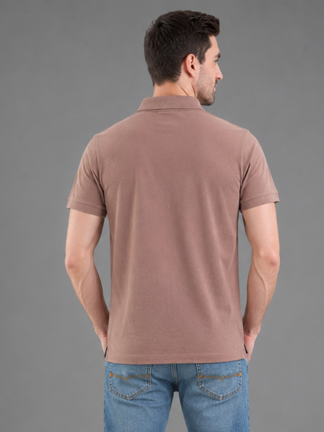 Men Pink Solid Polo T-Shirt