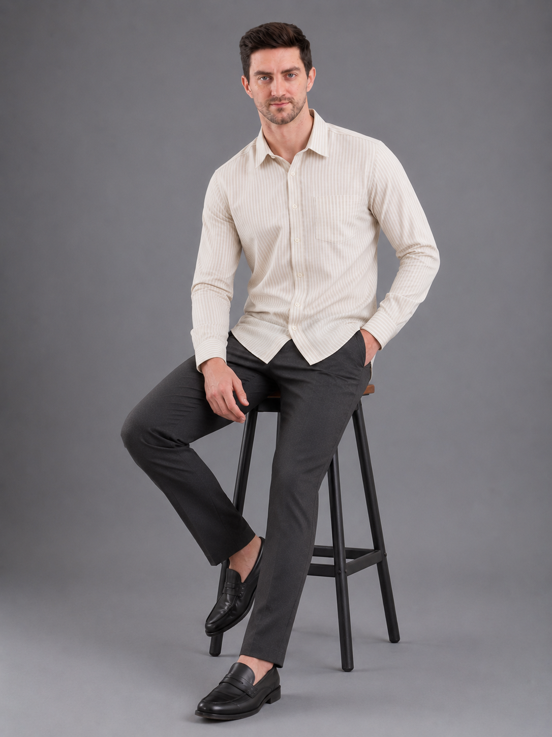 Men Premium Casual Stripe Shirt Full Sleeve Regular Fit
