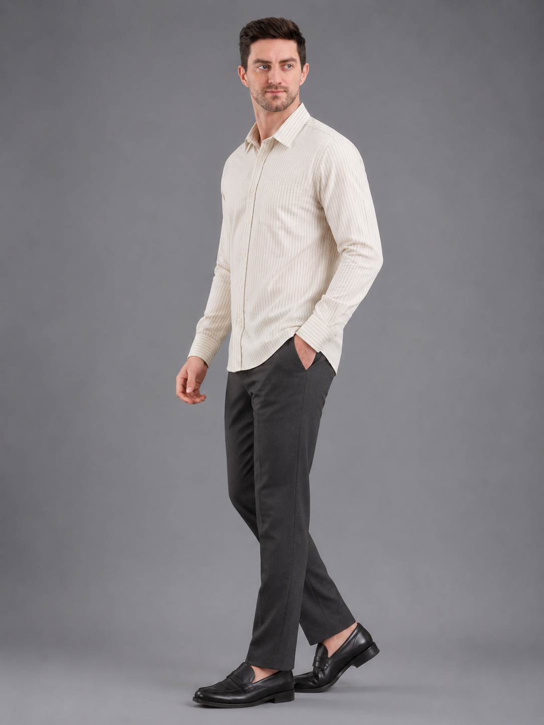 Men Premium Casual Stripe Shirt Full Sleeve Regular Fit
