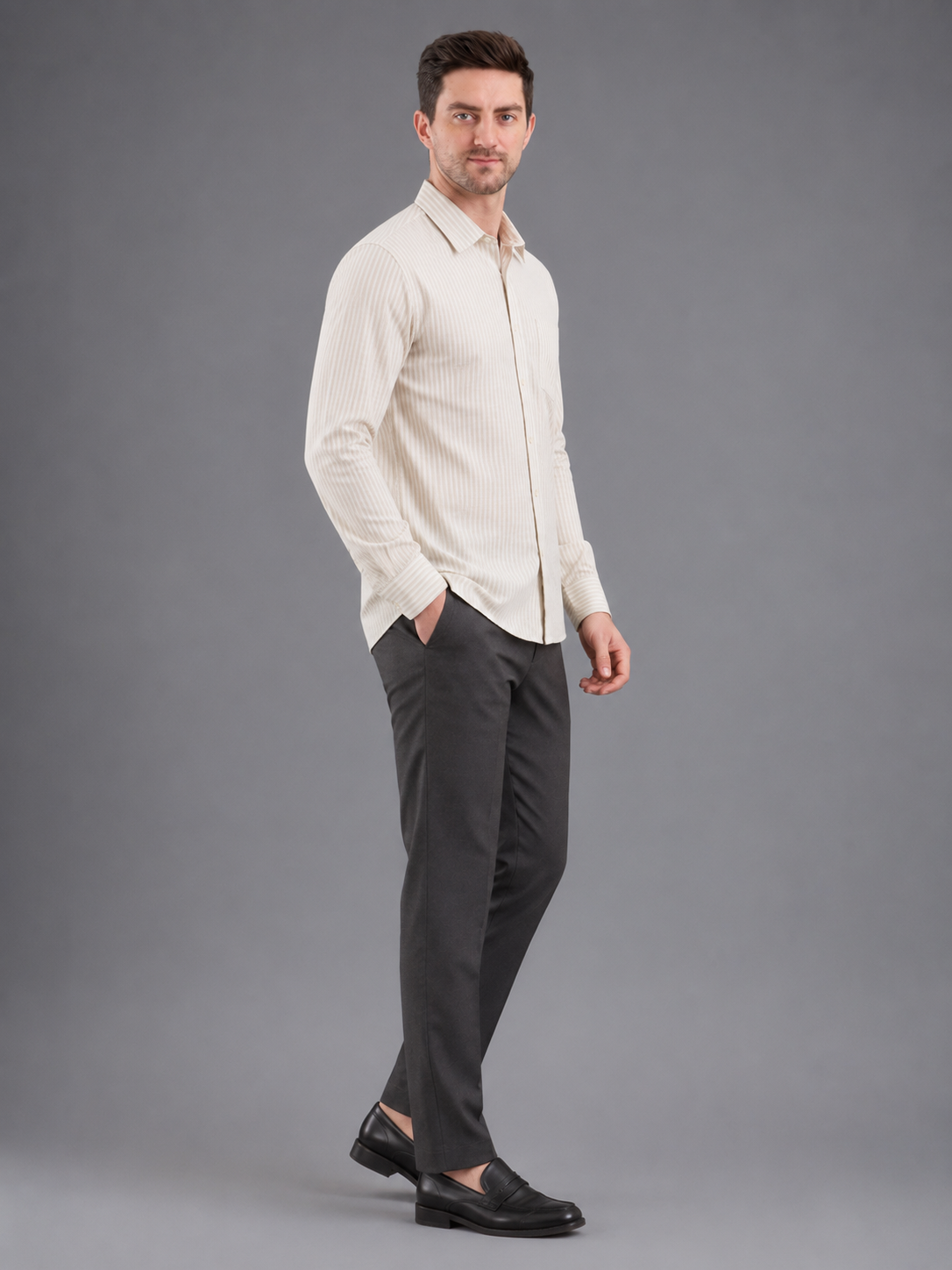 Men Premium Casual Stripe Shirt Full Sleeve Regular Fit