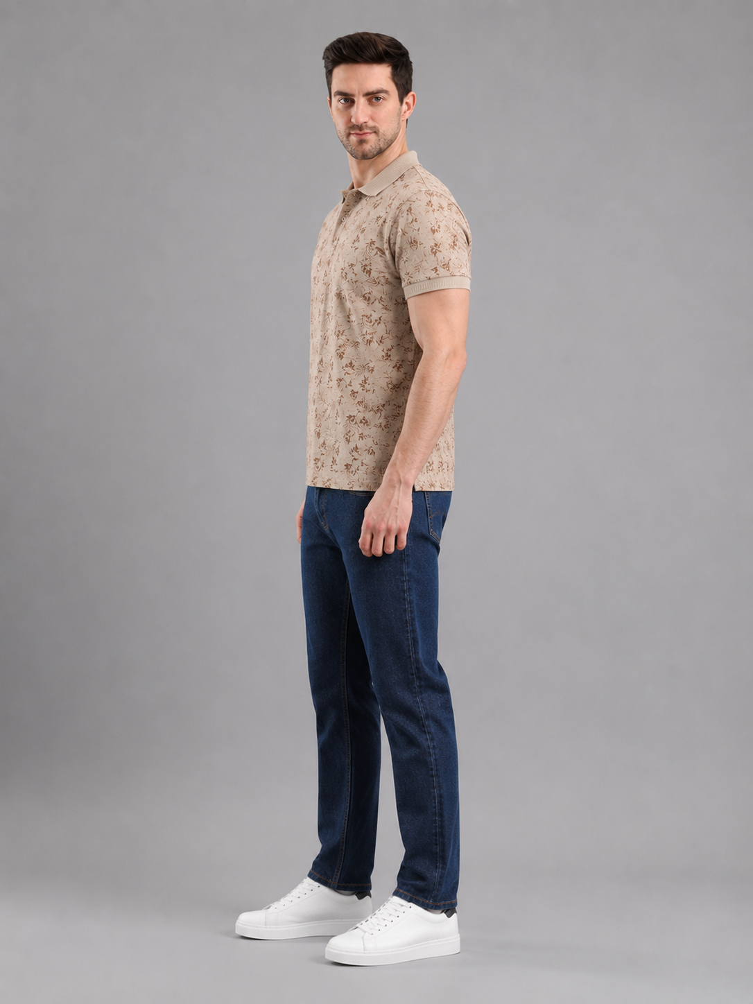 Men Fawn Colour Premium Solid Polo T-Shirt