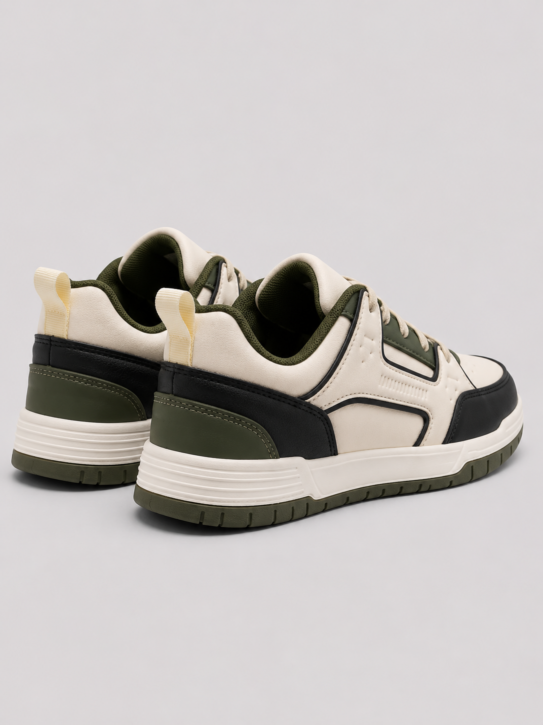 Men's Beig Black Colour Casual Sneakers