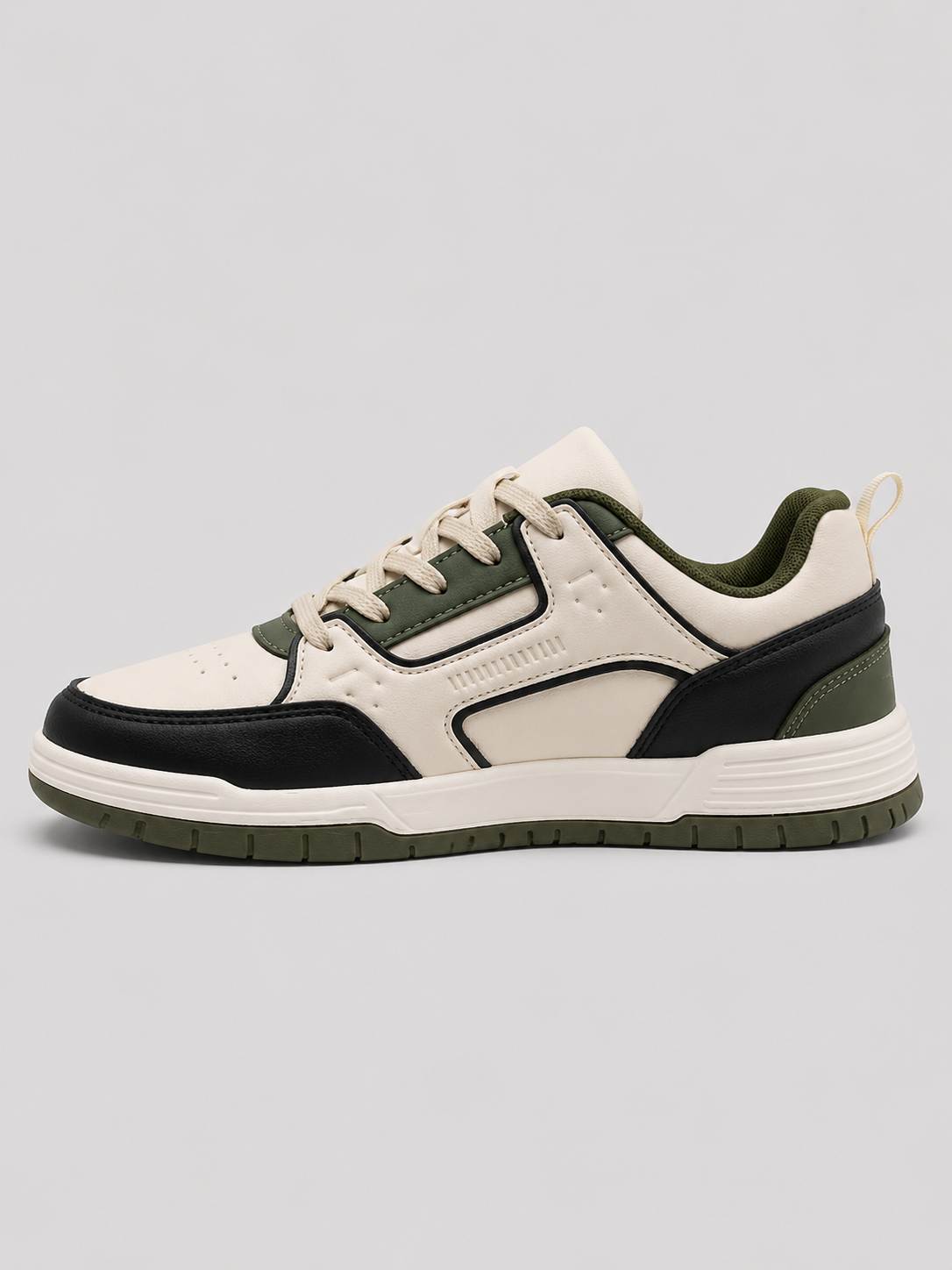 Men's Beig Black Colour Casual Sneakers