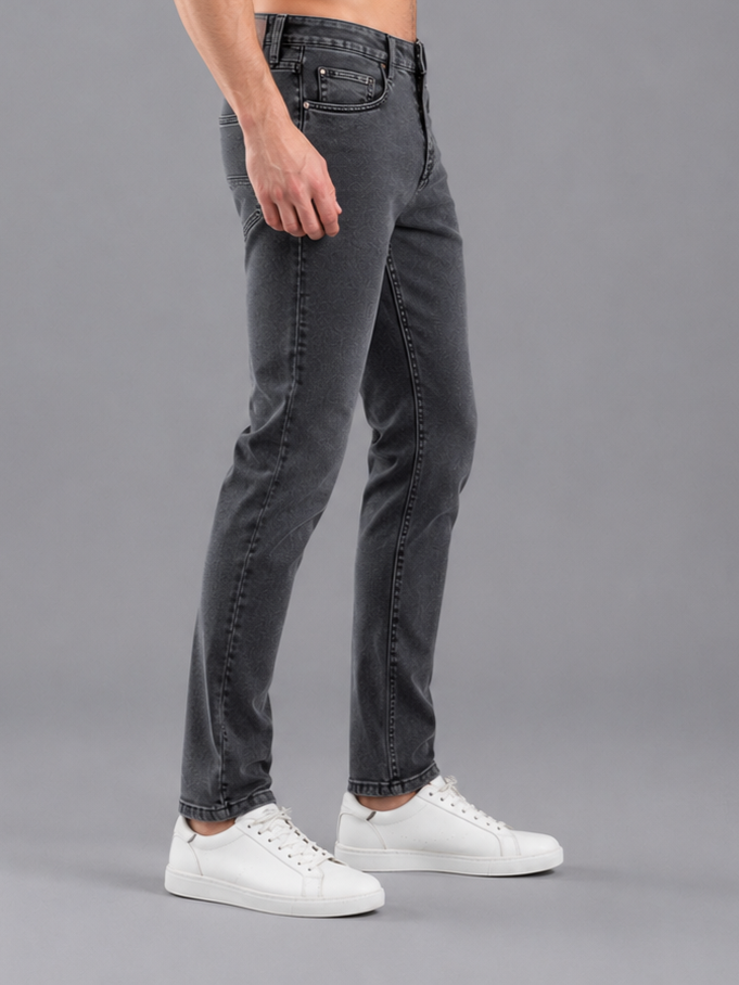 Men Narrow Fit Light Grey Jeans