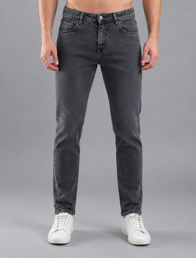 Men Narrow Fit Light Grey Jeans
