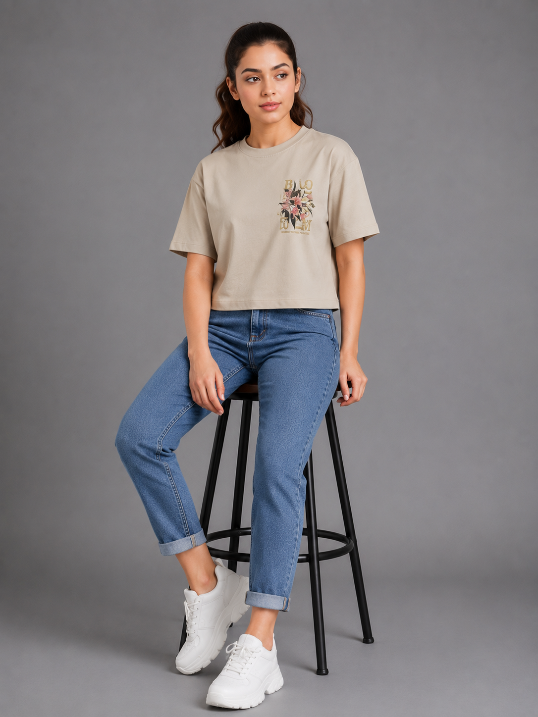 Women's Crop Top Soft Cotton Blend Casual & Trendy