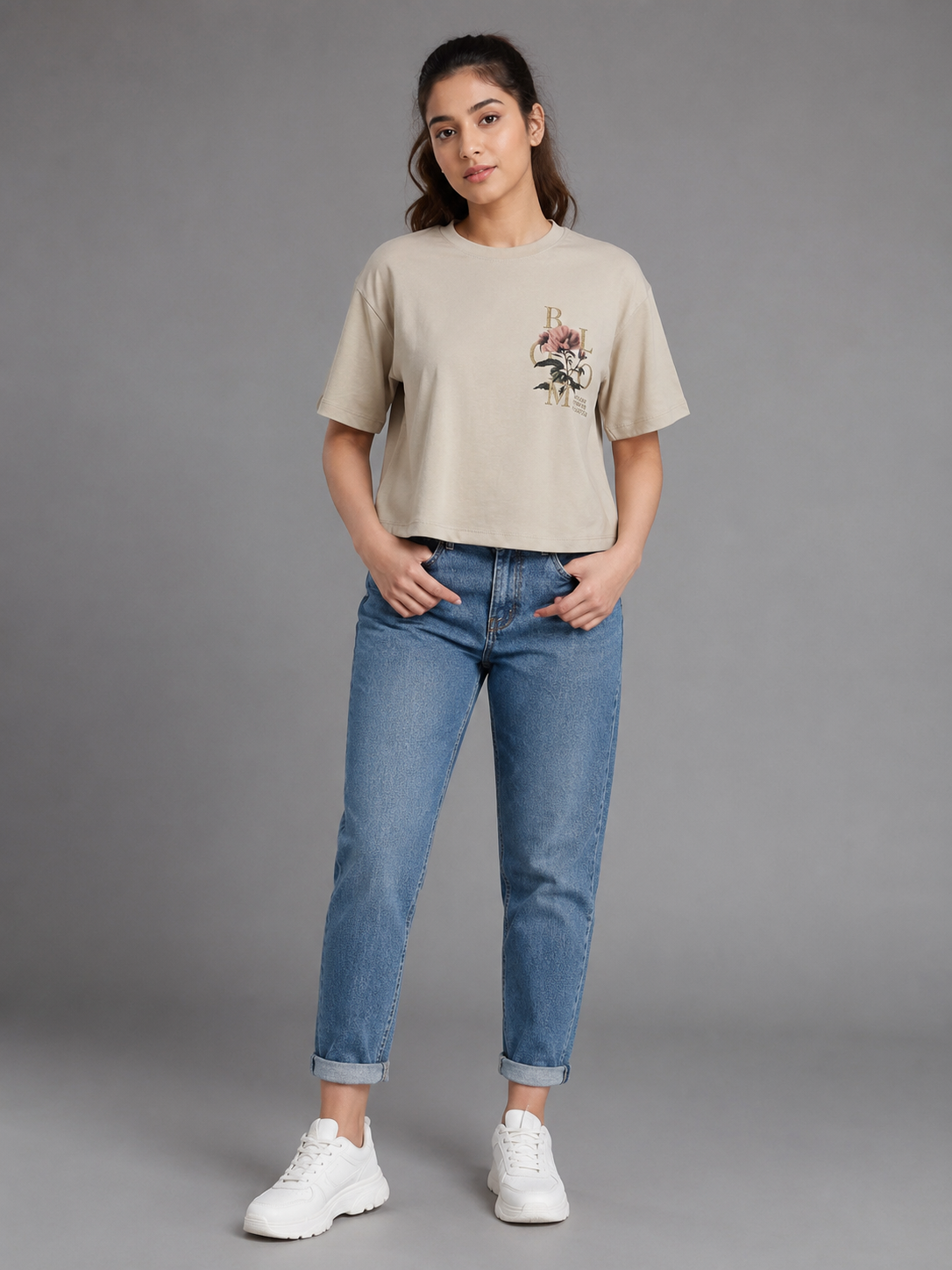 Women's Crop Top Soft Cotton Blend Casual & Trendy