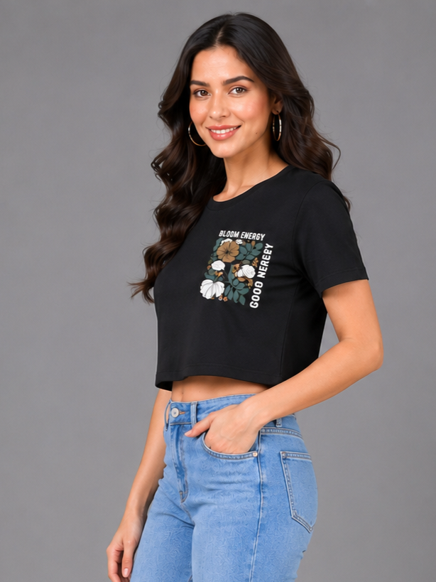 Women's Crop Top Soft Cotton Blend Casual & Trendy