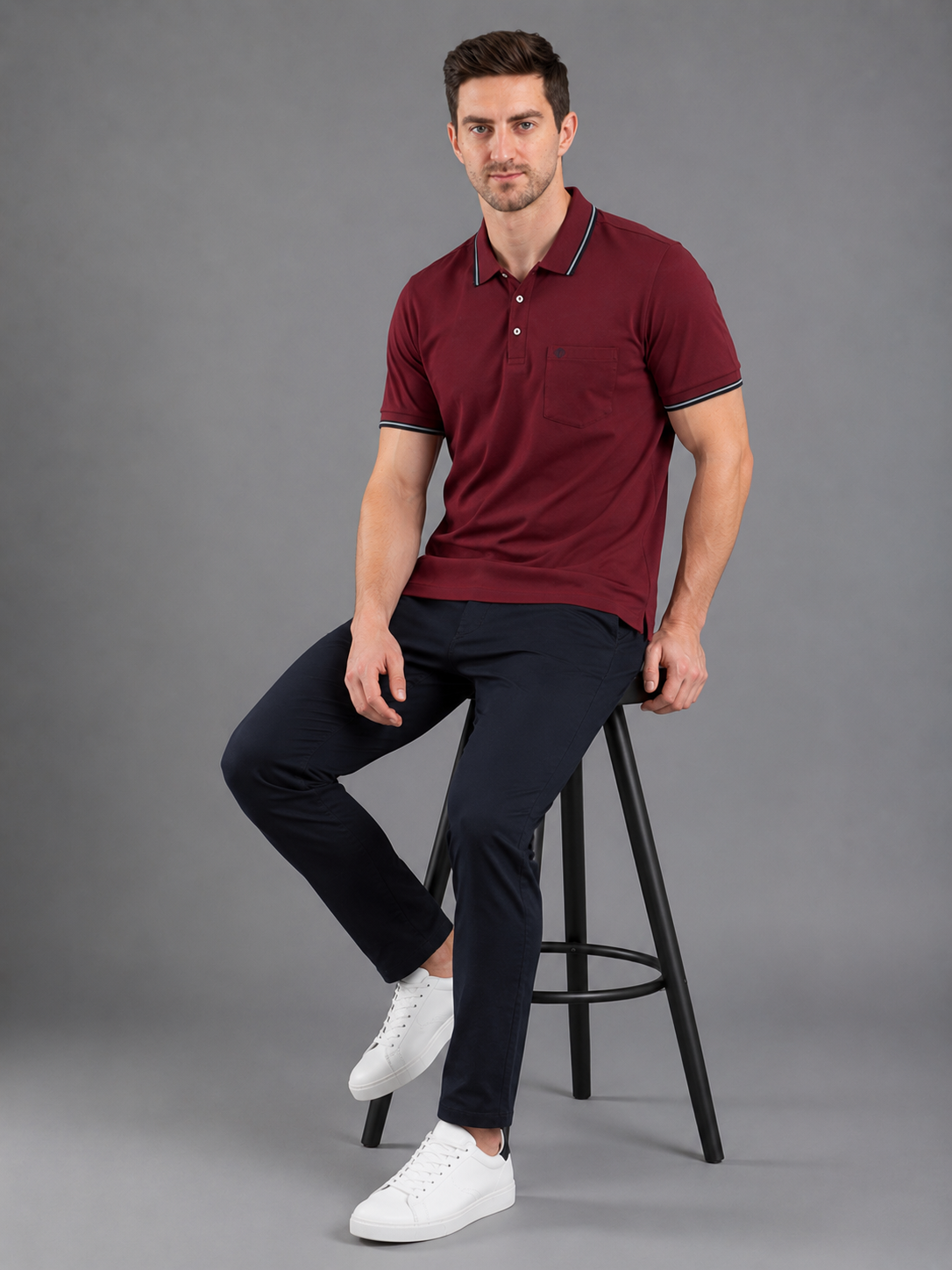 Men Red Colour Premium Solid Polo T-Shirt
