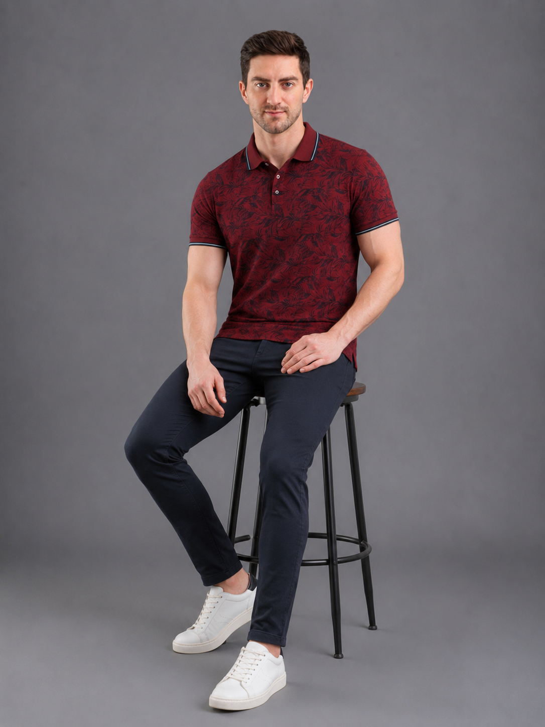 Men Red Colour Premium Solid Polo T-Shirt