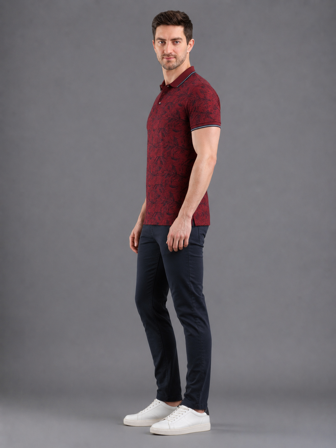 Men Red Colour Premium Solid Polo T-Shirt