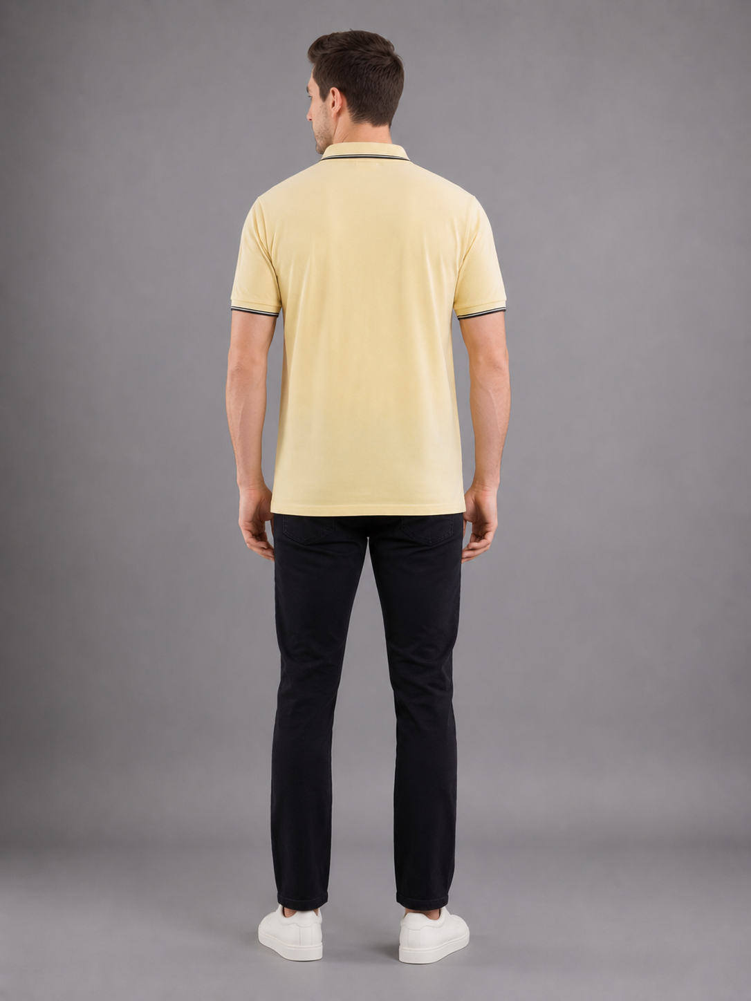 Men Yellow Colour Premium Solid Polo T-Shirt