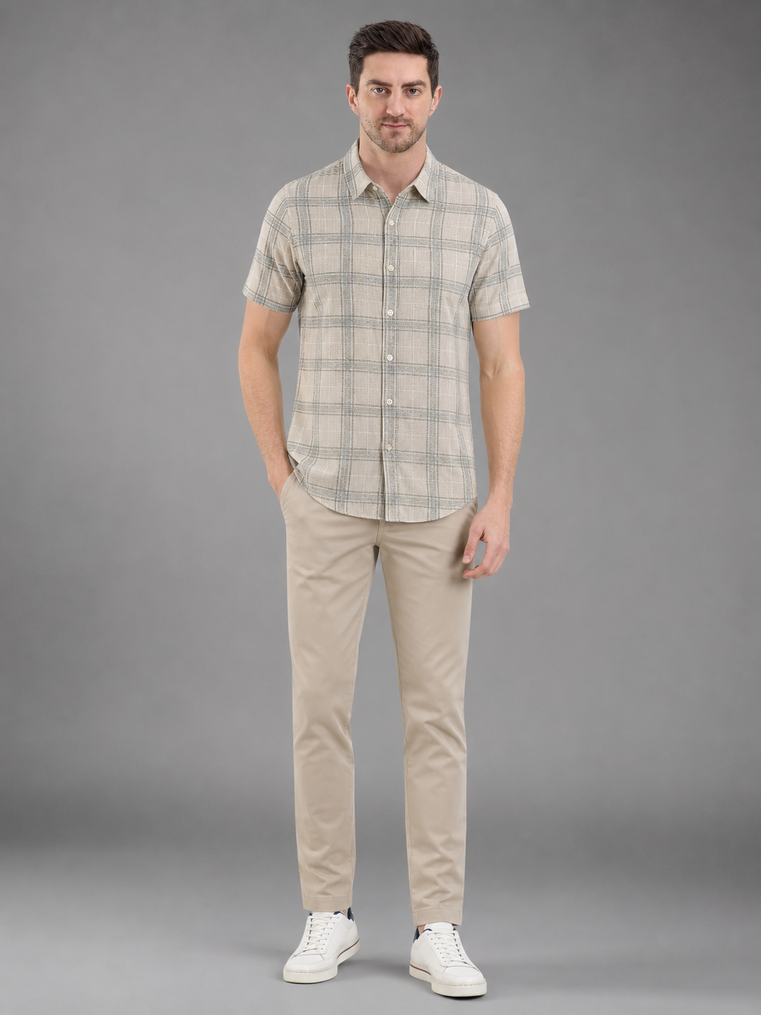 Men Premium Casual Check Half Sleeve Regular Fit Shirt