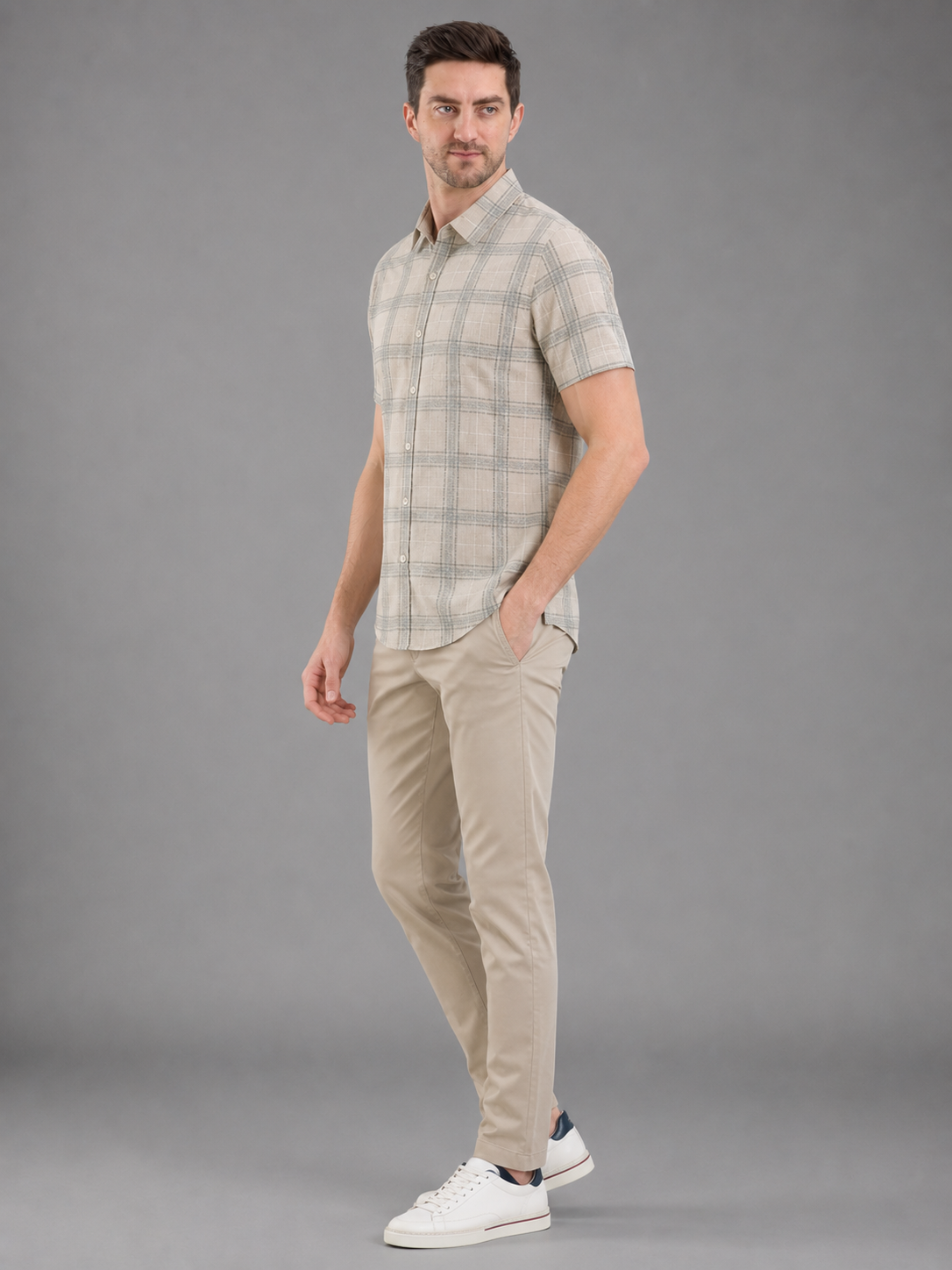 Men Premium Casual Check Half Sleeve Regular Fit Shirt