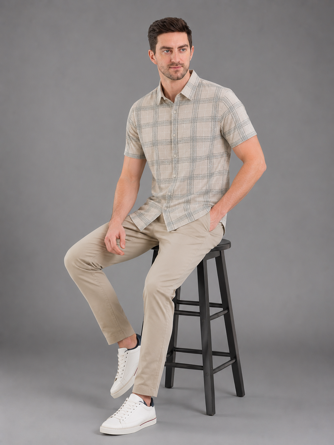 Men Premium Casual Check Half Sleeve Regular Fit Shirt