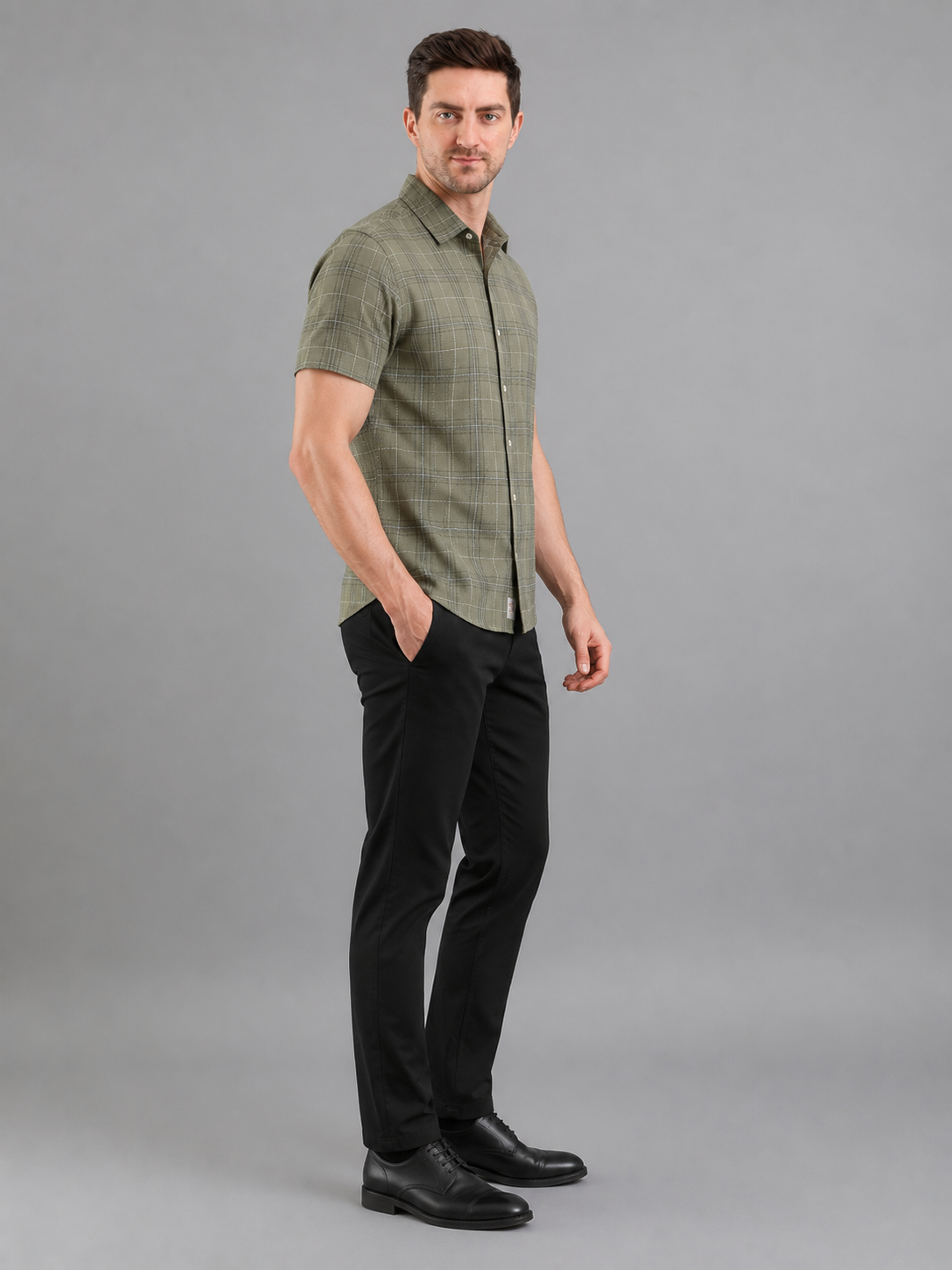 Men Premium Casual Check Half Sleeve Regular Fit Shirt