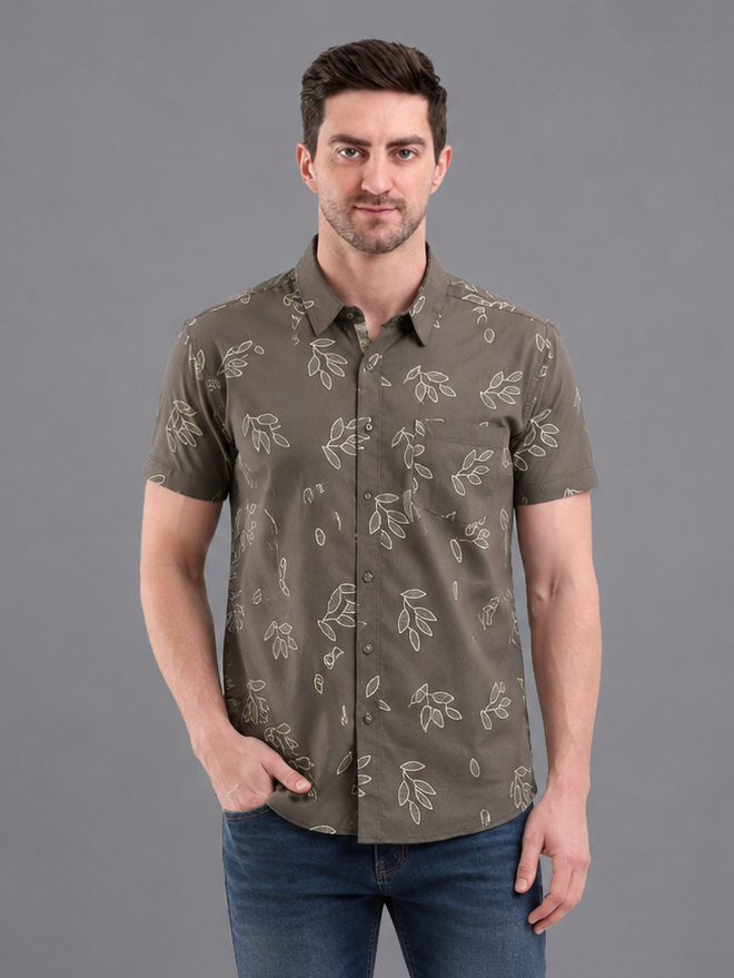 Men Premium Casual Print Half Sleeve Regular Fit Shirt