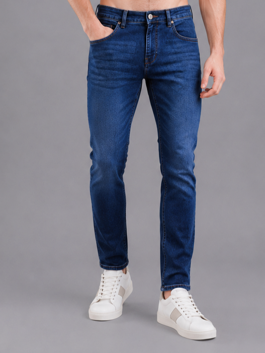 SPARKY Men | Stretch Narrow Fit | Mid Blue Jeans | Premium Casual Denim