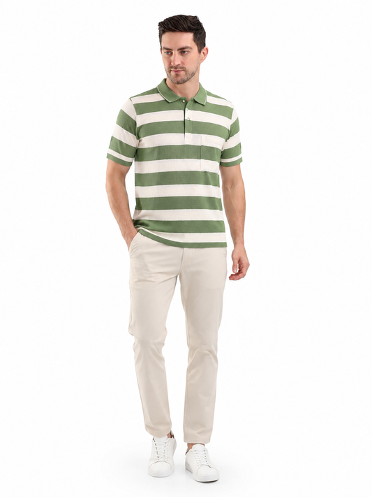 SPARKY Men Green Regular Fit Polo T-Shirt | Everyday Casual Style