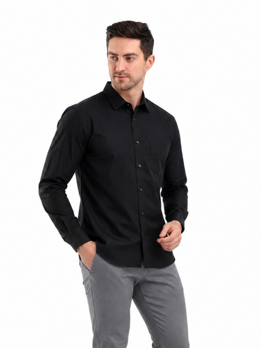 SPARKY Men Solid Cotton Formal Shirt | Full Sleeve black color