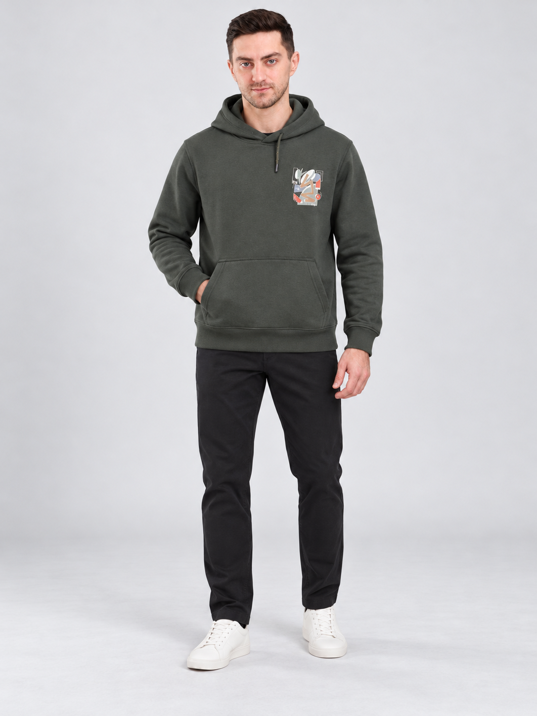 Green Colour Regular Fit Primium Hooded Sweatshirt