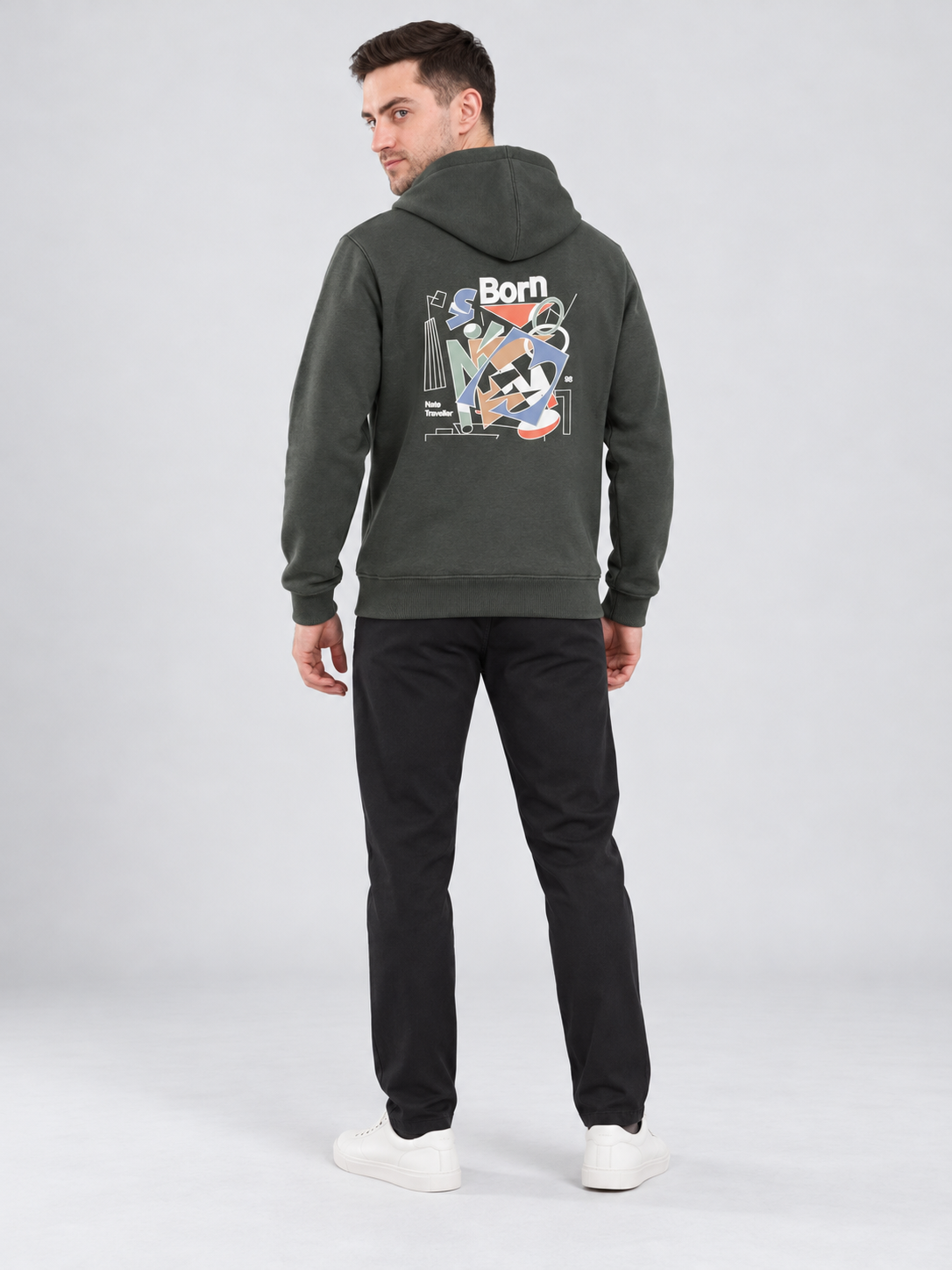 Green Colour Regular Fit Primium Hooded Sweatshirt