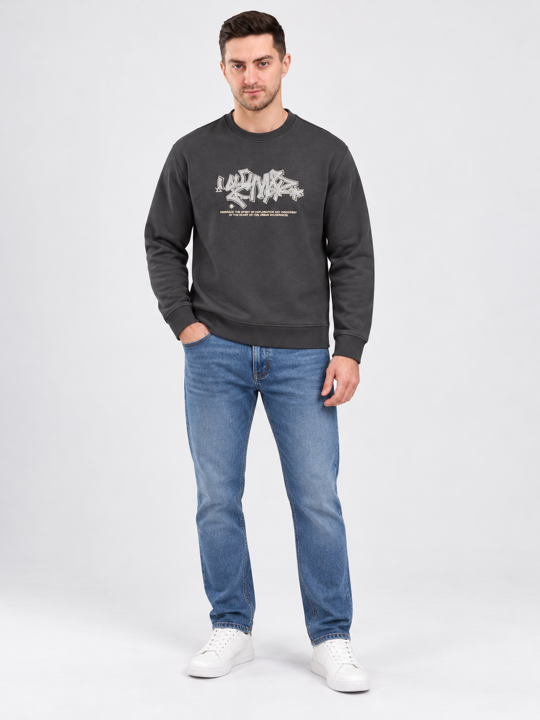 Men's Black Colour Regular Fit Primium Sweatshirt