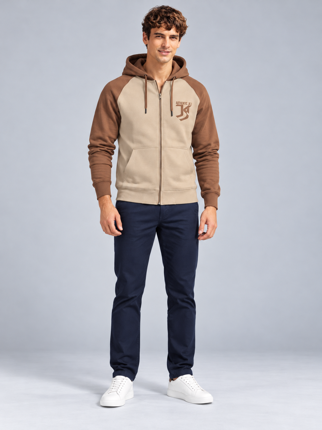 Beige Colour Regular Fit Primium Hooded Sweatshirt