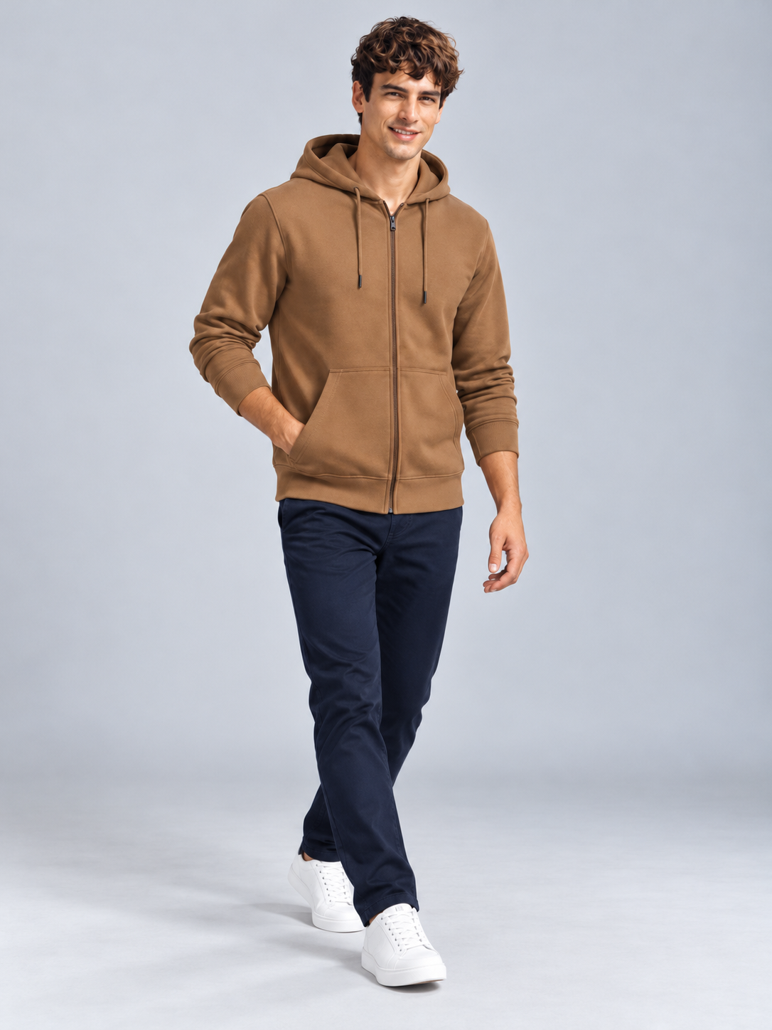 Brown Colour Regular Fit Primium Hooded Sweatshirt