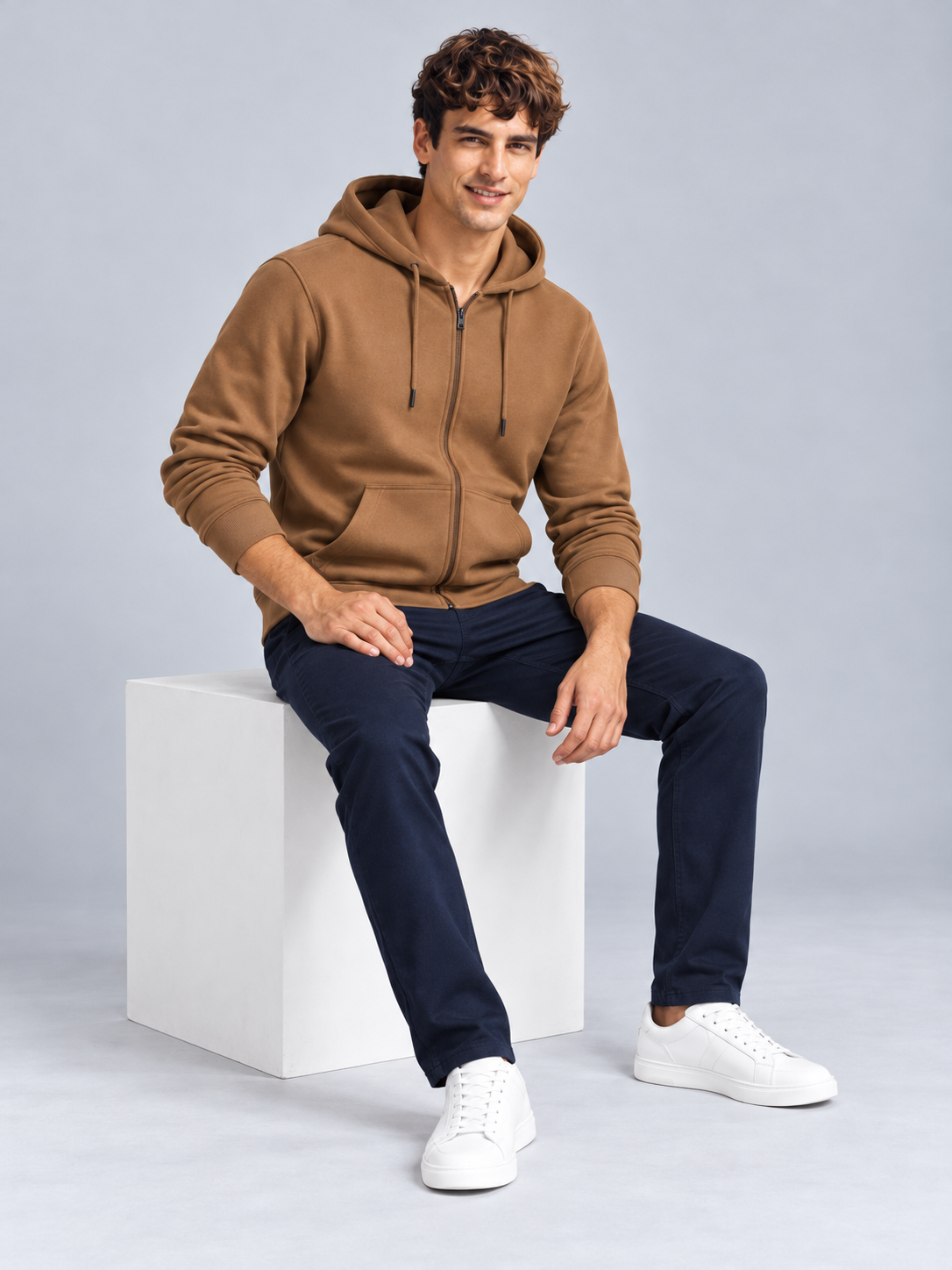 Brown Colour Regular Fit Primium Hooded Sweatshirt