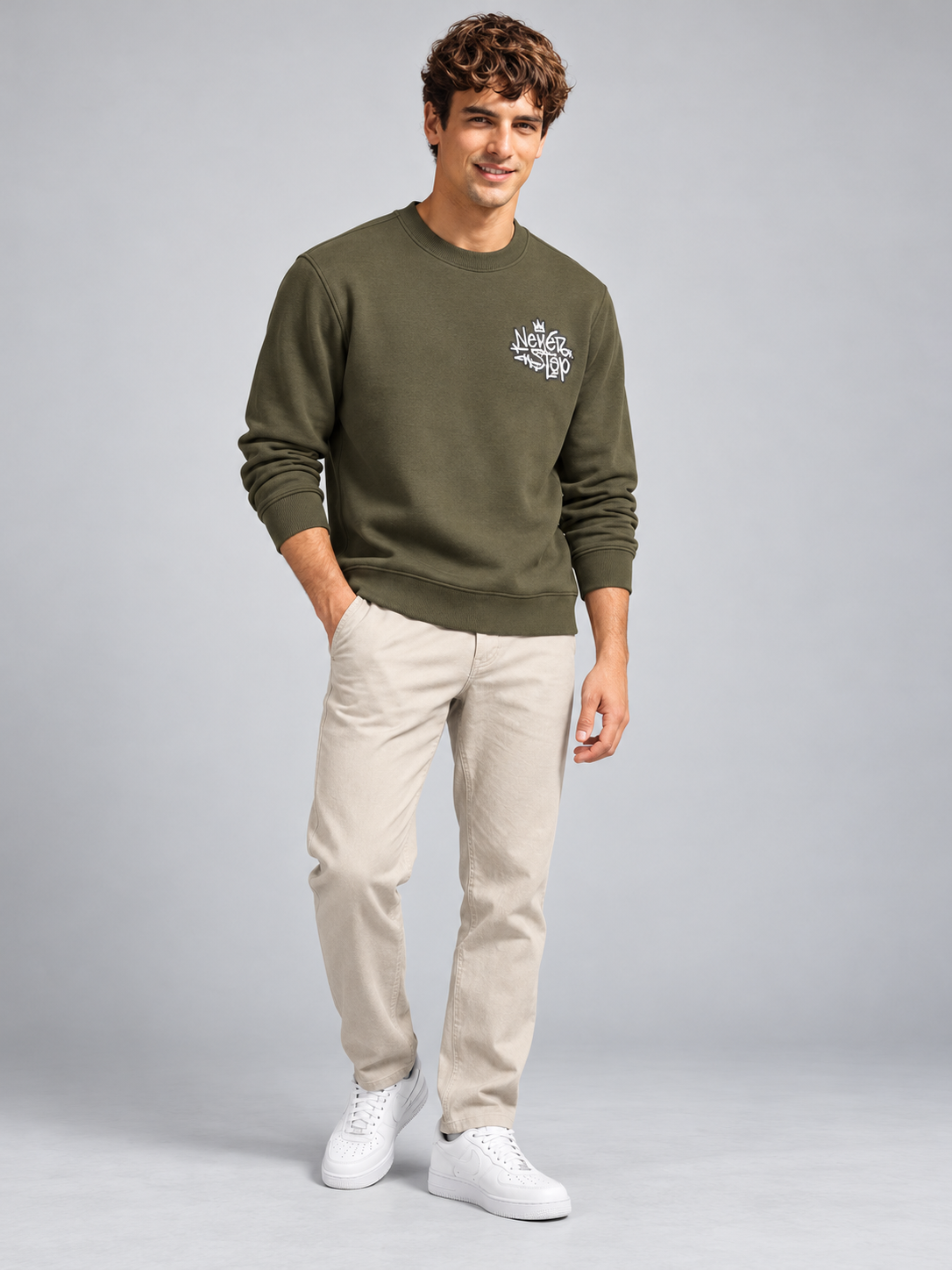 Green Colour Regular Fit Primium Sweatshirt